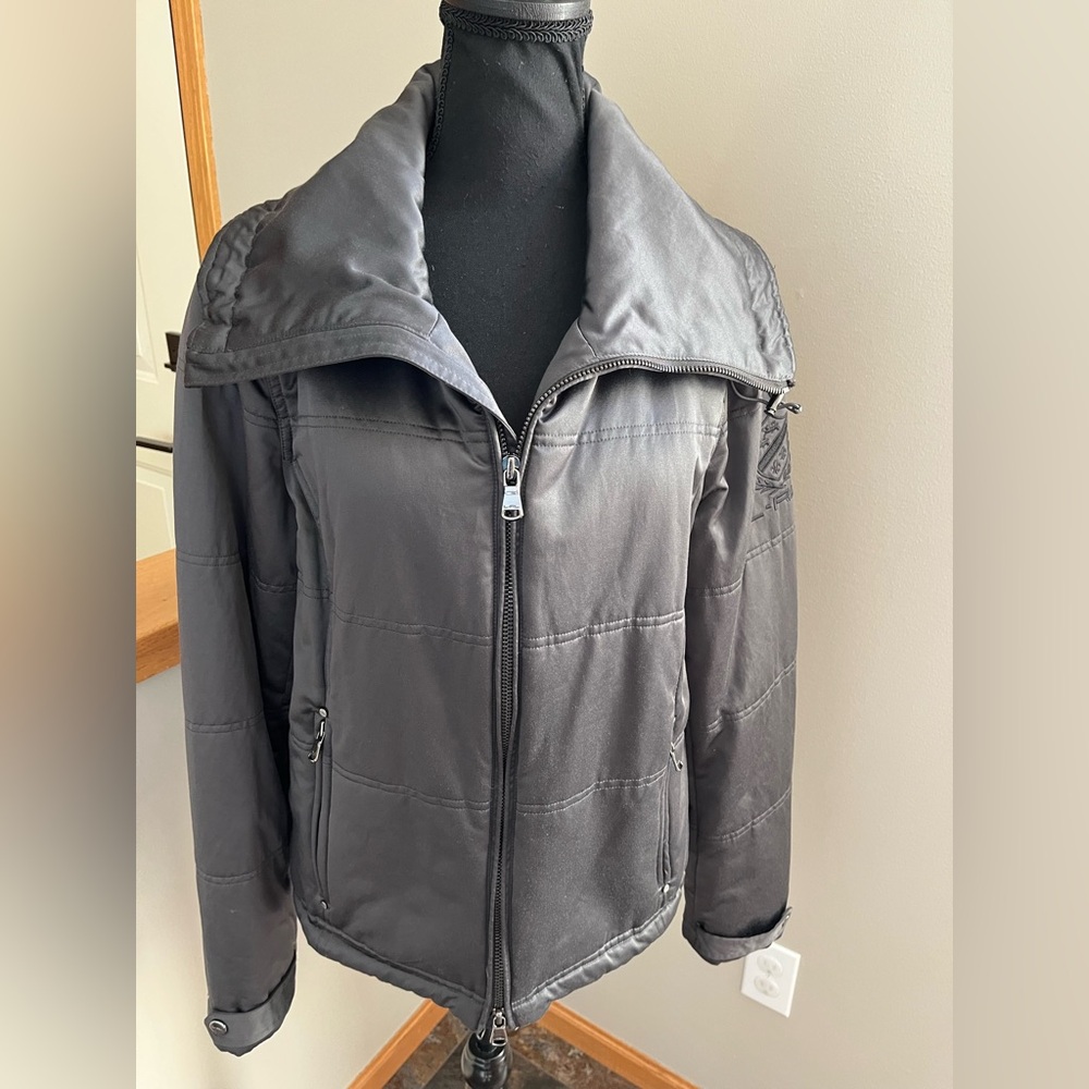 Women’s Ralph Lauren Active black full 2 way zipper, collar with toggles. Large - Picture 3 of 16